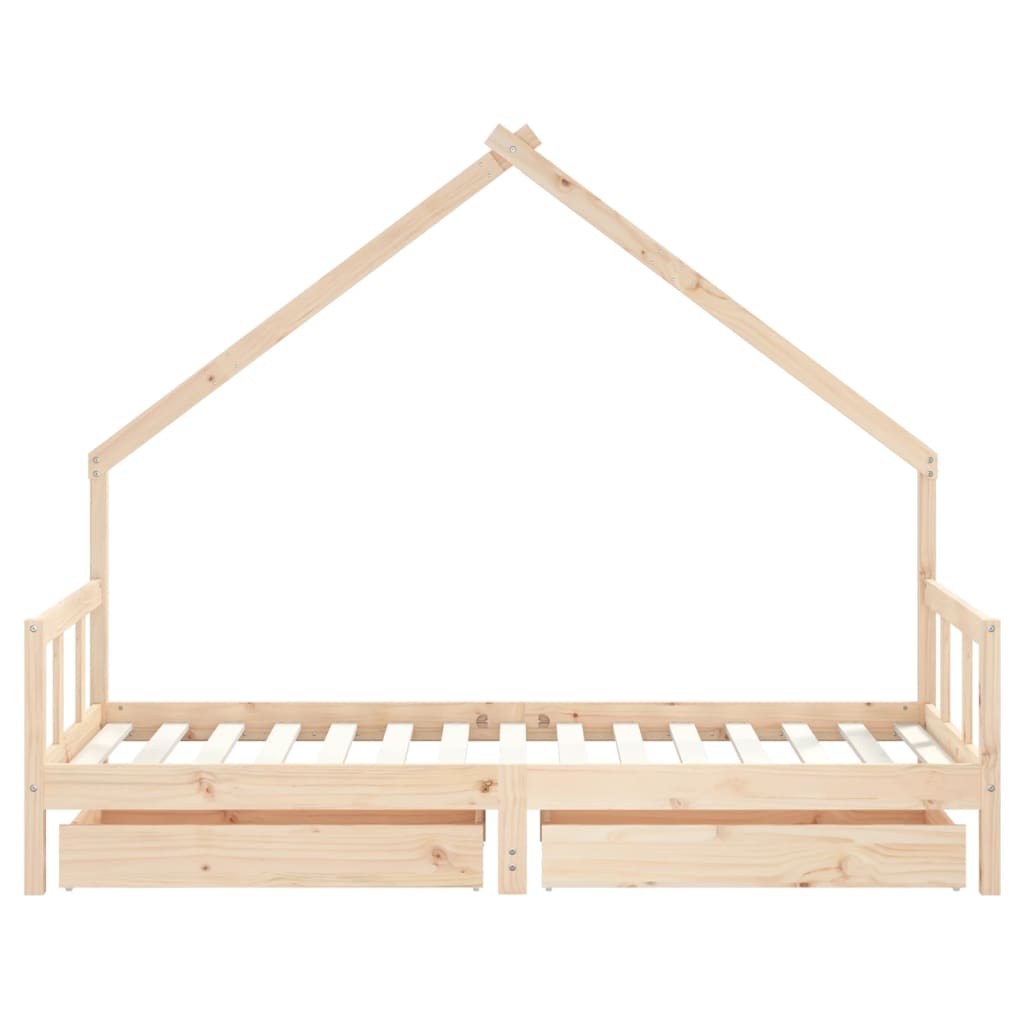 Kids Bed Frame with Drawers 90x190 cm Solid Wood Pine