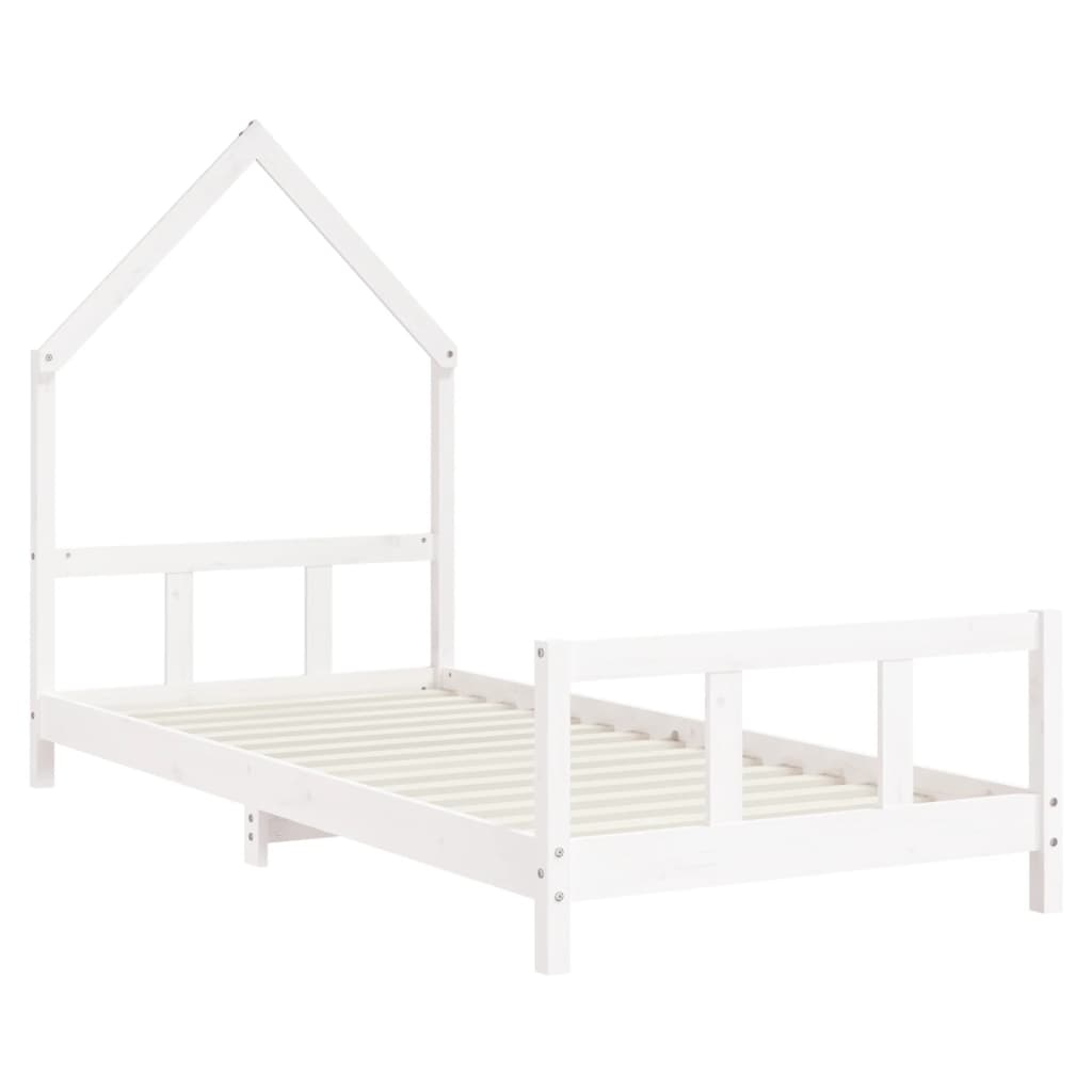 Kids Bed Frame White 92x187 cm Single Solid Wood Pine