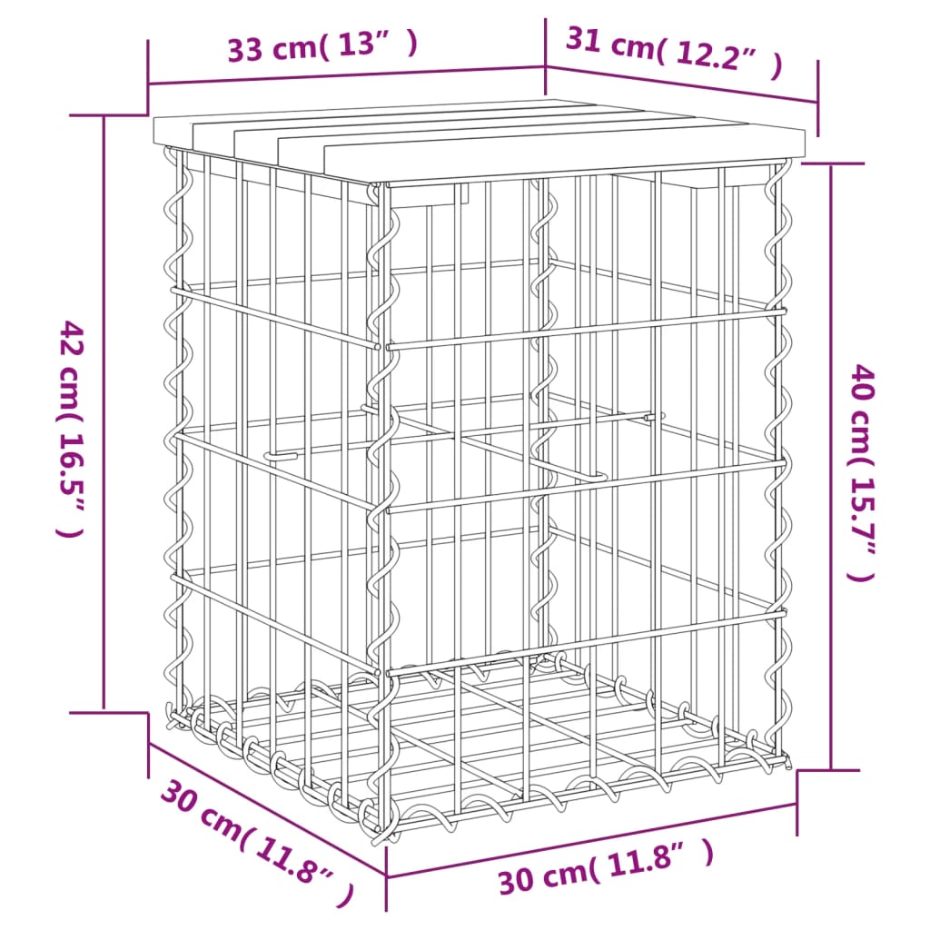 Garden Bench Gabion Design 33x31x42 cm Solid Wood Douglas