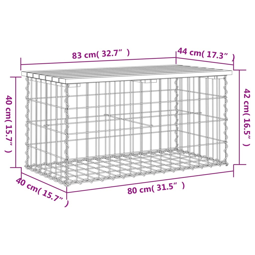 Garden Bench Gabion Design 83x44x42 cm Solid Wood Pine