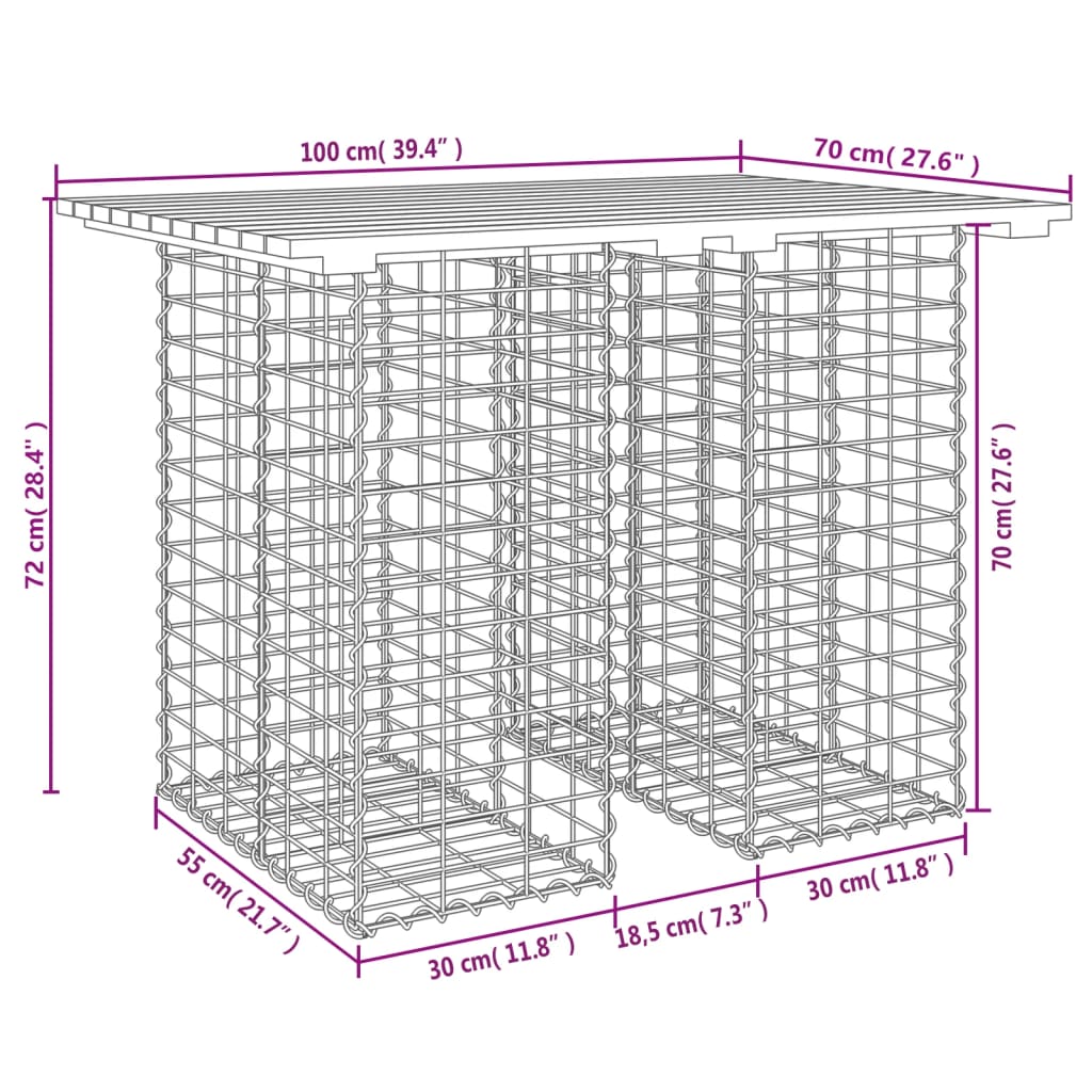 Garden Bench Gabion Design 100x70x72 cm Solid Wood Pine