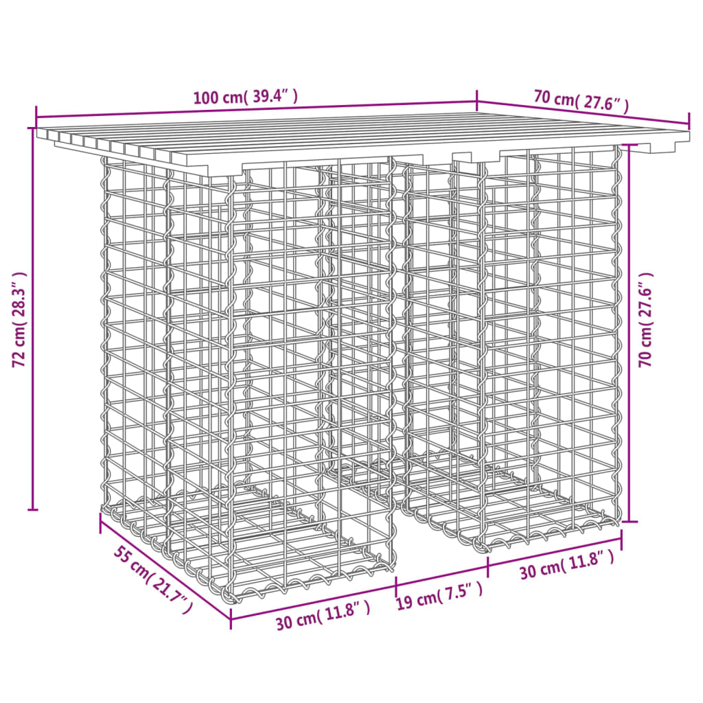 Garden Bench Gabion Design 100x70x72 cm Solid Wood Douglas