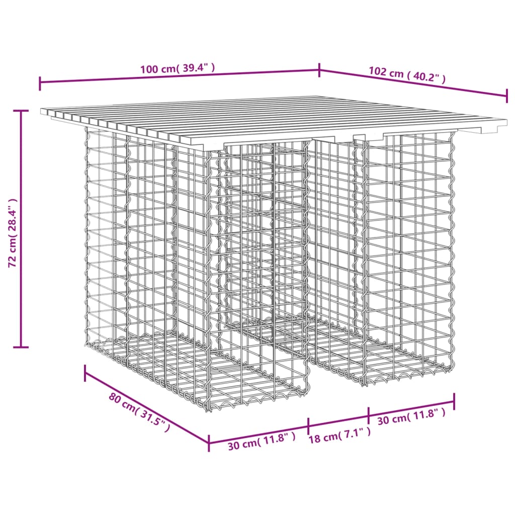 Garden Bench Gabion Design 100x102x72 cm Solid Wood Douglas