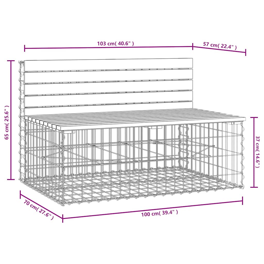 Garden Bench Gabion Design 103x70x65 cm Solid Wood Douglas