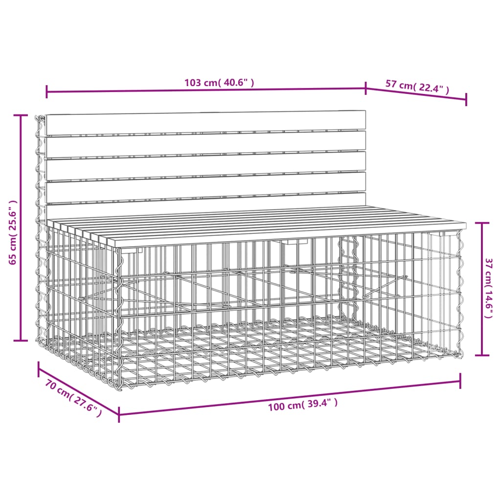 Garden Bench Gabion Design 103x70x65 cm Impregnated Wood Pine