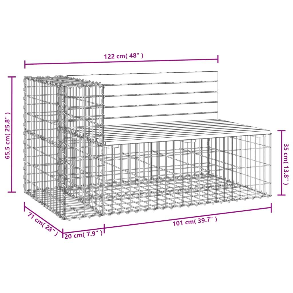 Garden Bench Gabion Design 122x71x65.5 cm Solid Wood Pine