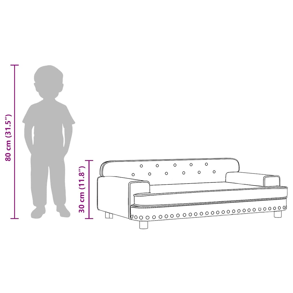 Kids Sofa Dark Grey 90x53x30 cm Velvet