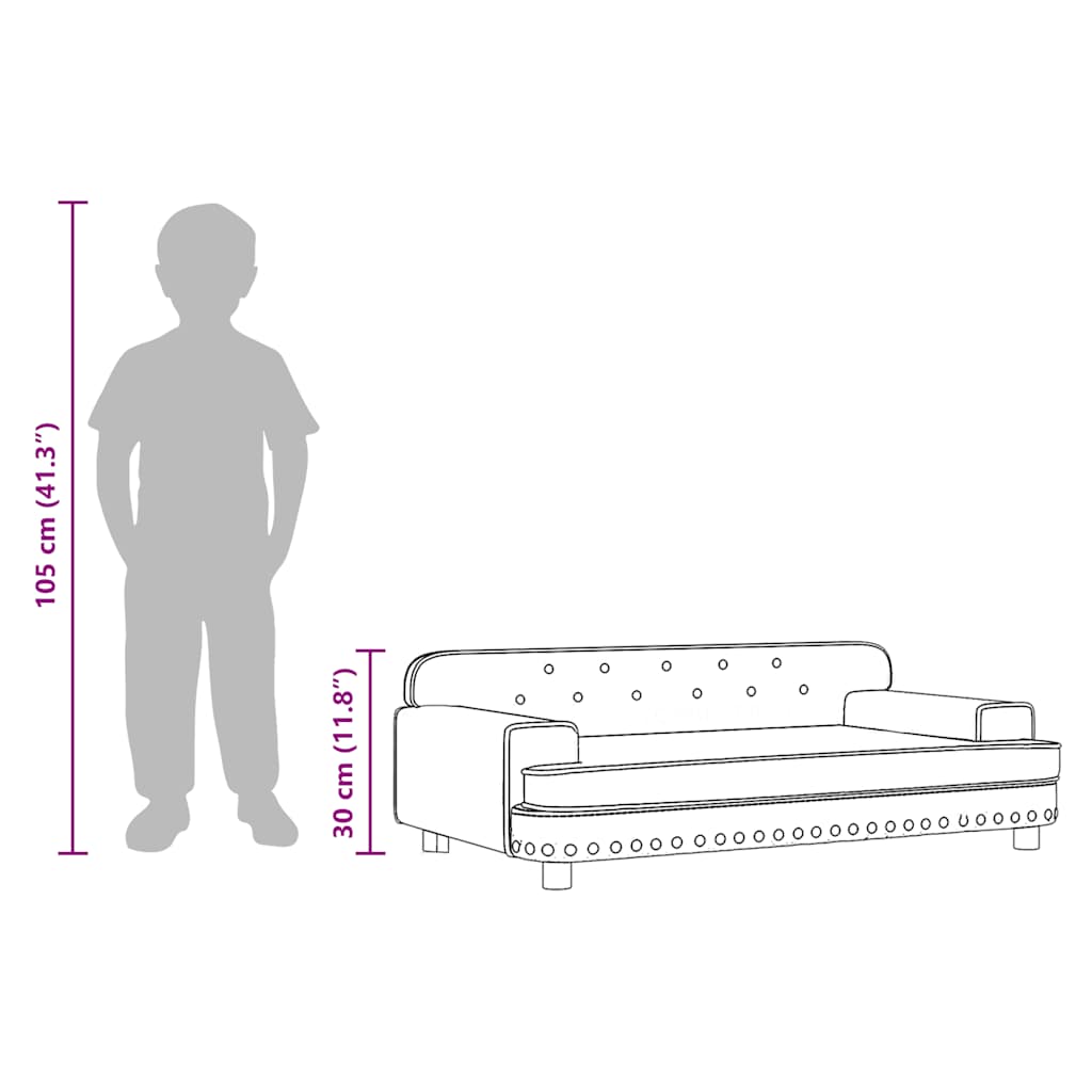 Kids Sofa Dark Grey 90x53x30 cm Velvet