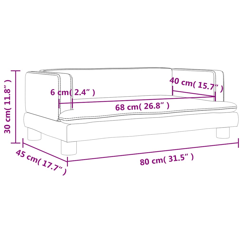 Kids Sofa Light Grey 80x45x30 cm Velvet