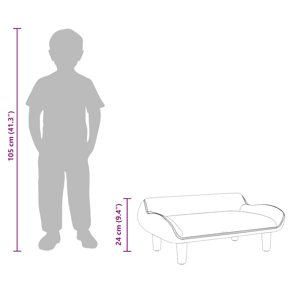 Kids Sofa Light Grey 70x40x24 cm Velvet