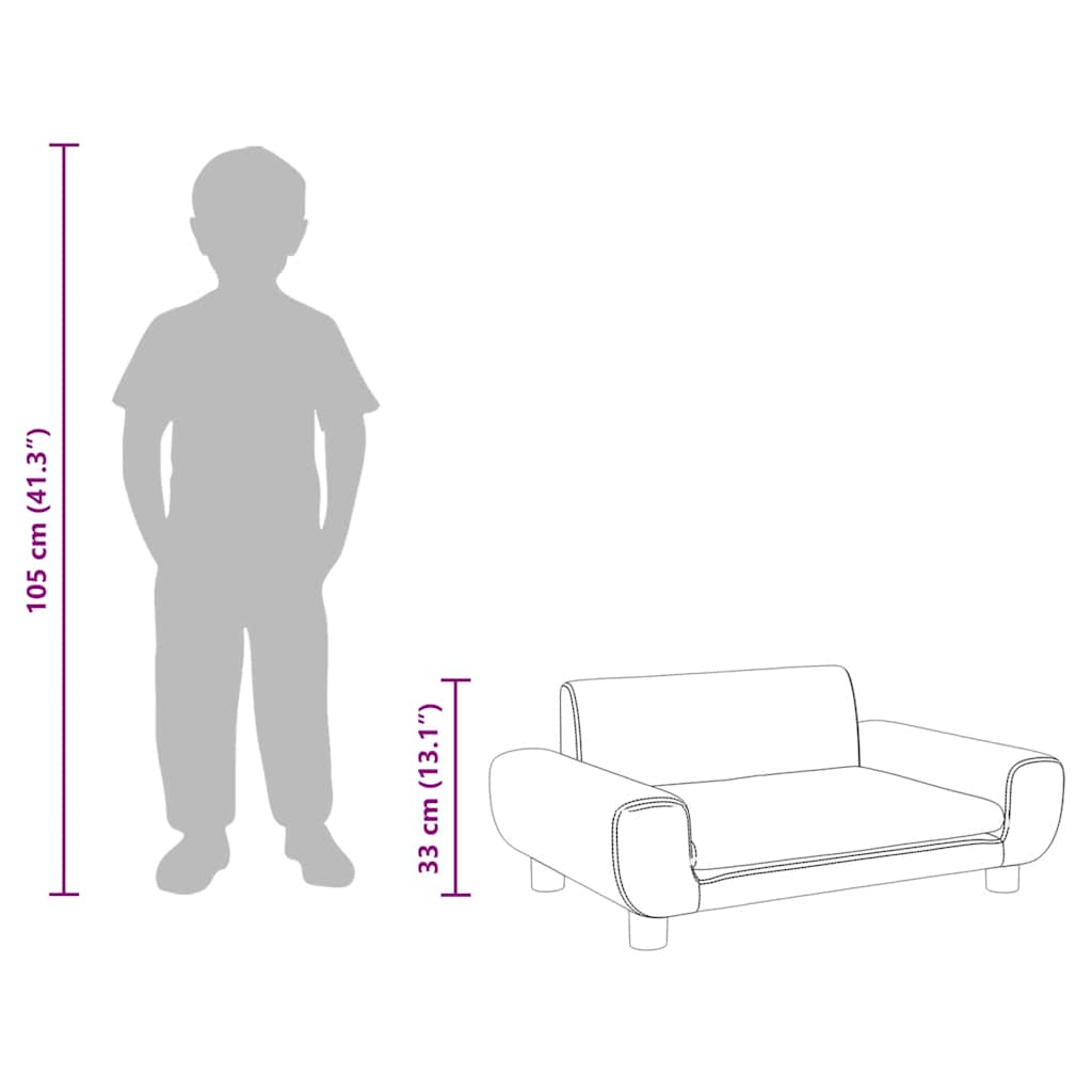 Kids Sofa Light Grey 70x45x33 cm Velvet