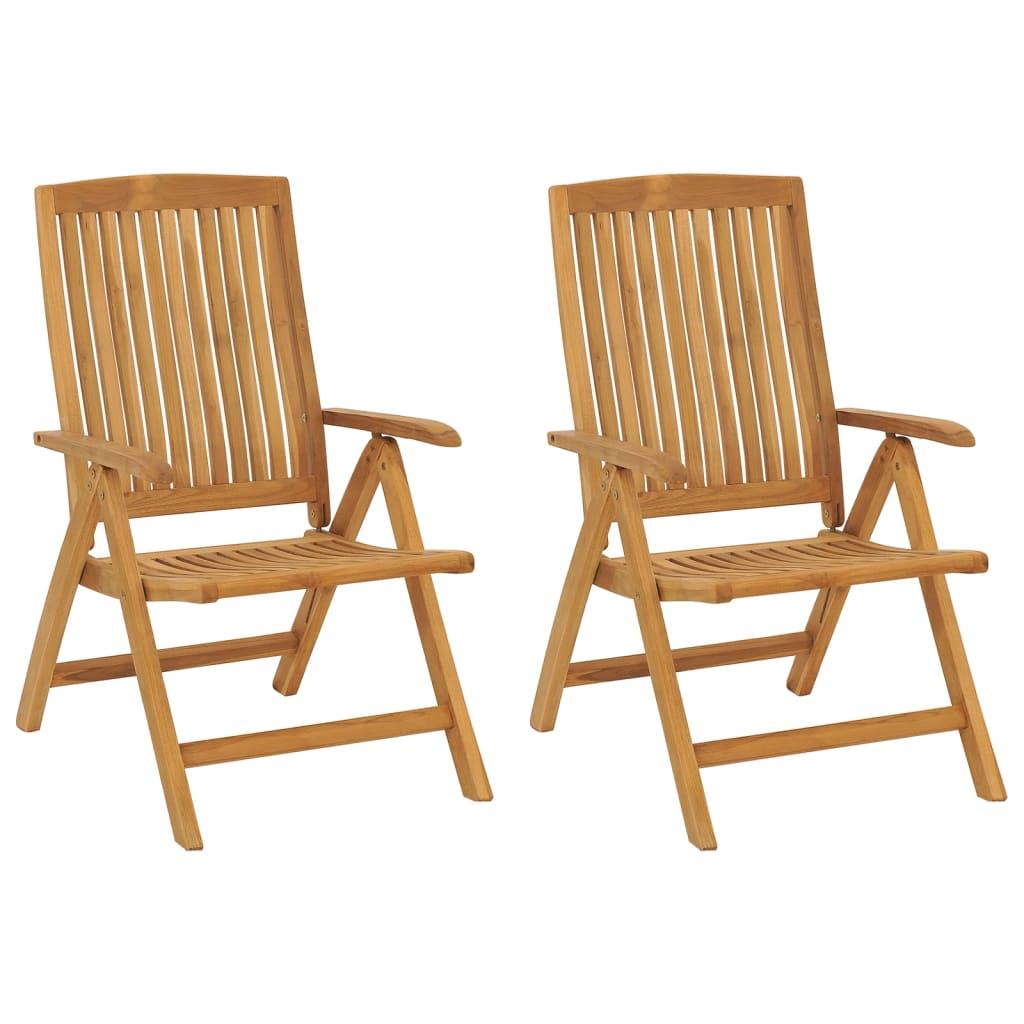 Reclining Garden Chairs with Cushions 2 pcs Solid Wood Teak