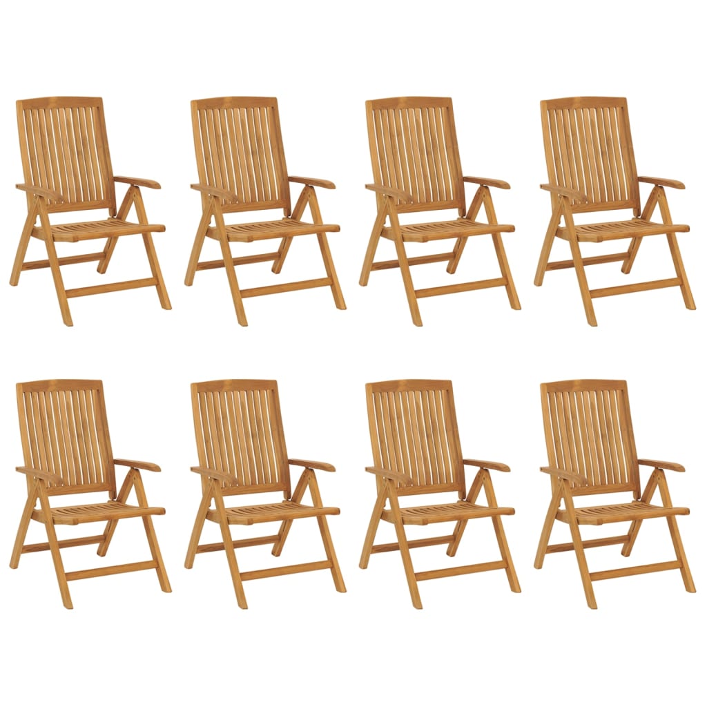 Reclining Garden Chairs with Cushions 8 pcs Solid Wood Teak