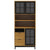 Highboard with Glass Doors FLAM 80x40x180 cm Solid Wood Pine