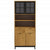 Highboard with Glass Doors FLAM 80x40x180 cm Solid Wood Pine