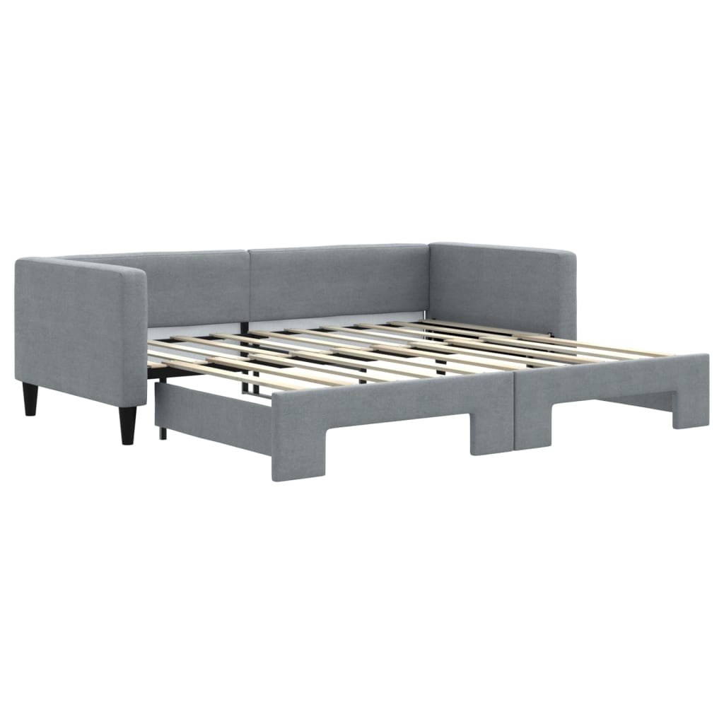 Daybed with Trundle without Mattress Light Grey 90x190 cm