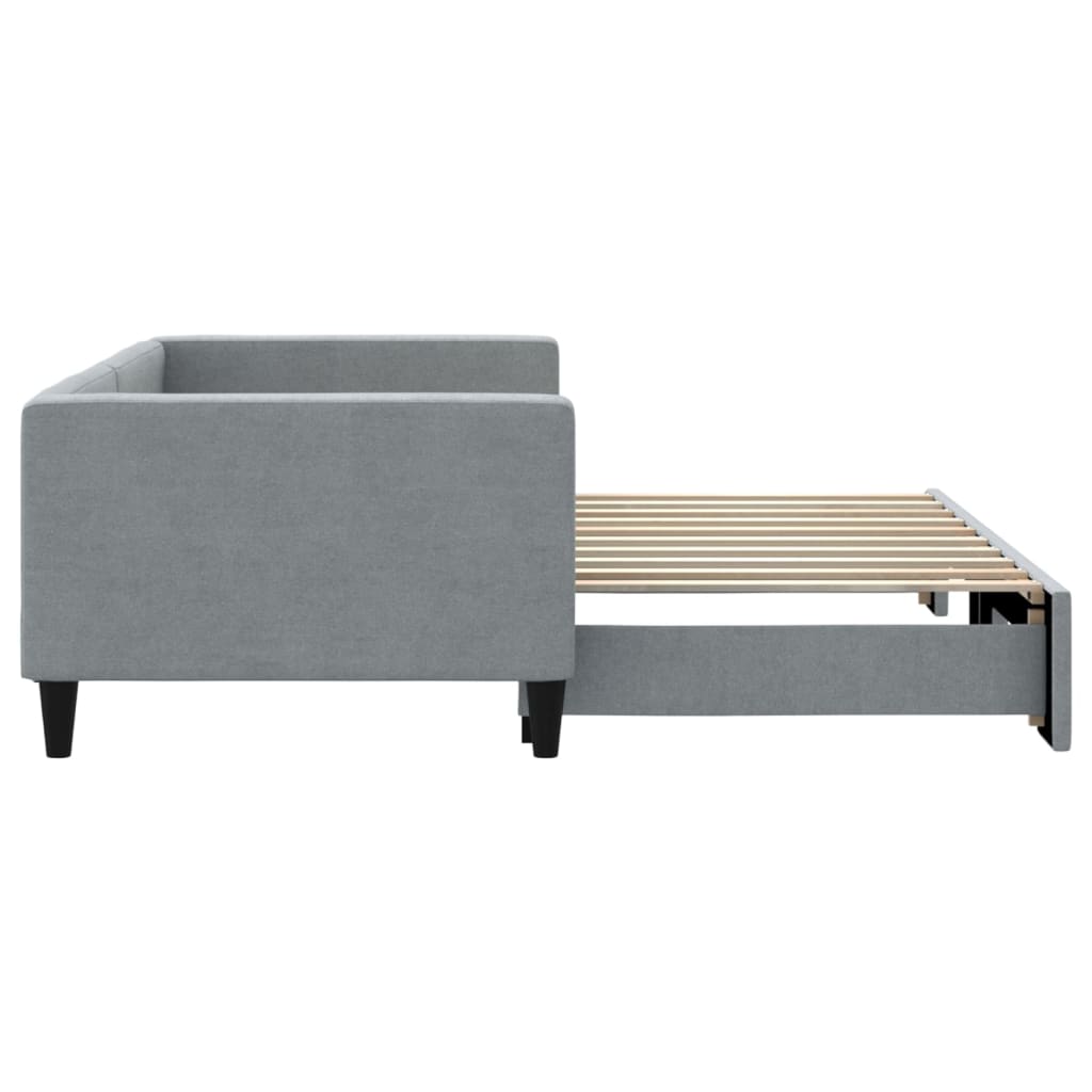 Daybed with Trundle without Mattress Light Grey 90x190 cm