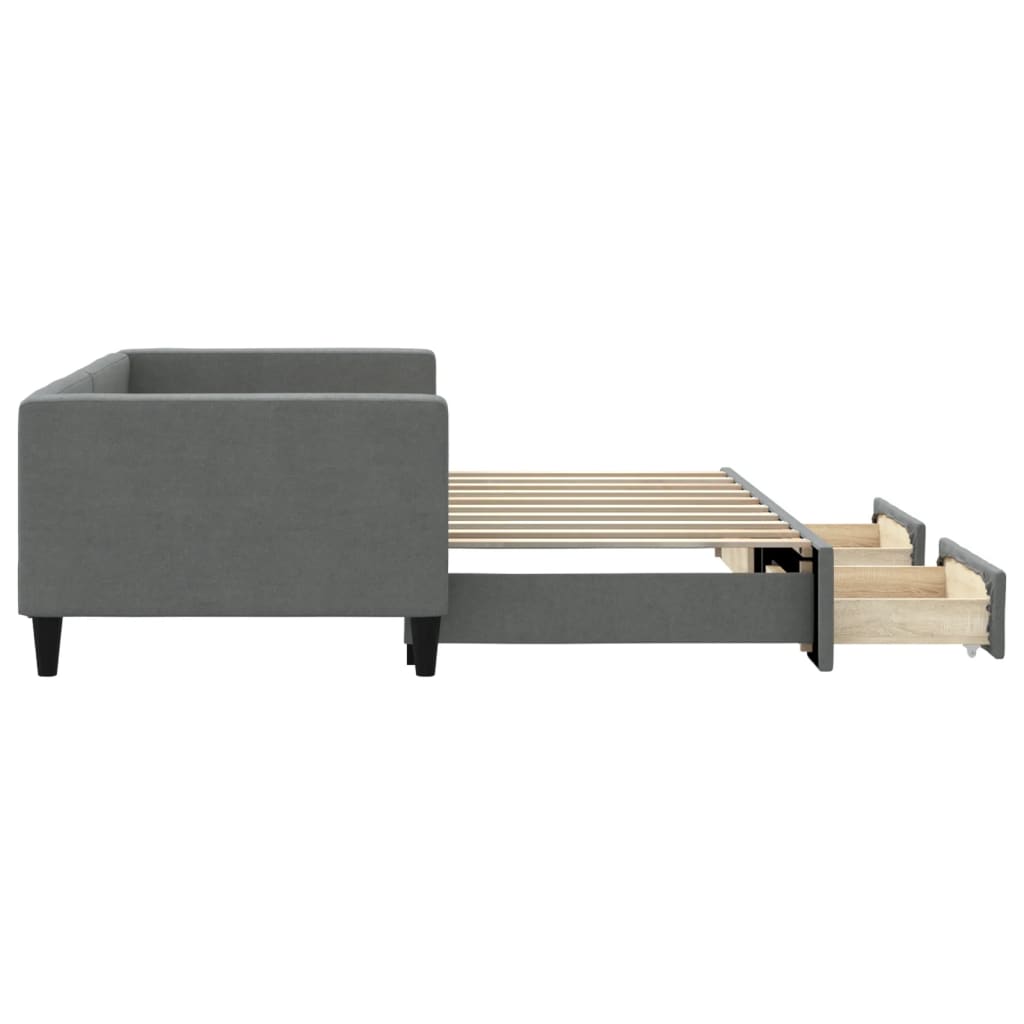 Daybed with Trundle&Drawers without Mattress Dark Grey 90x190 cm