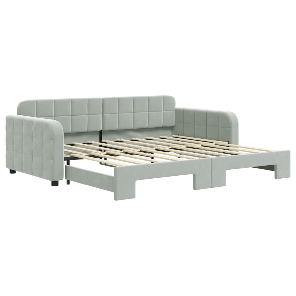Daybed with Trundle without Mattress Light Grey 90x190 cm