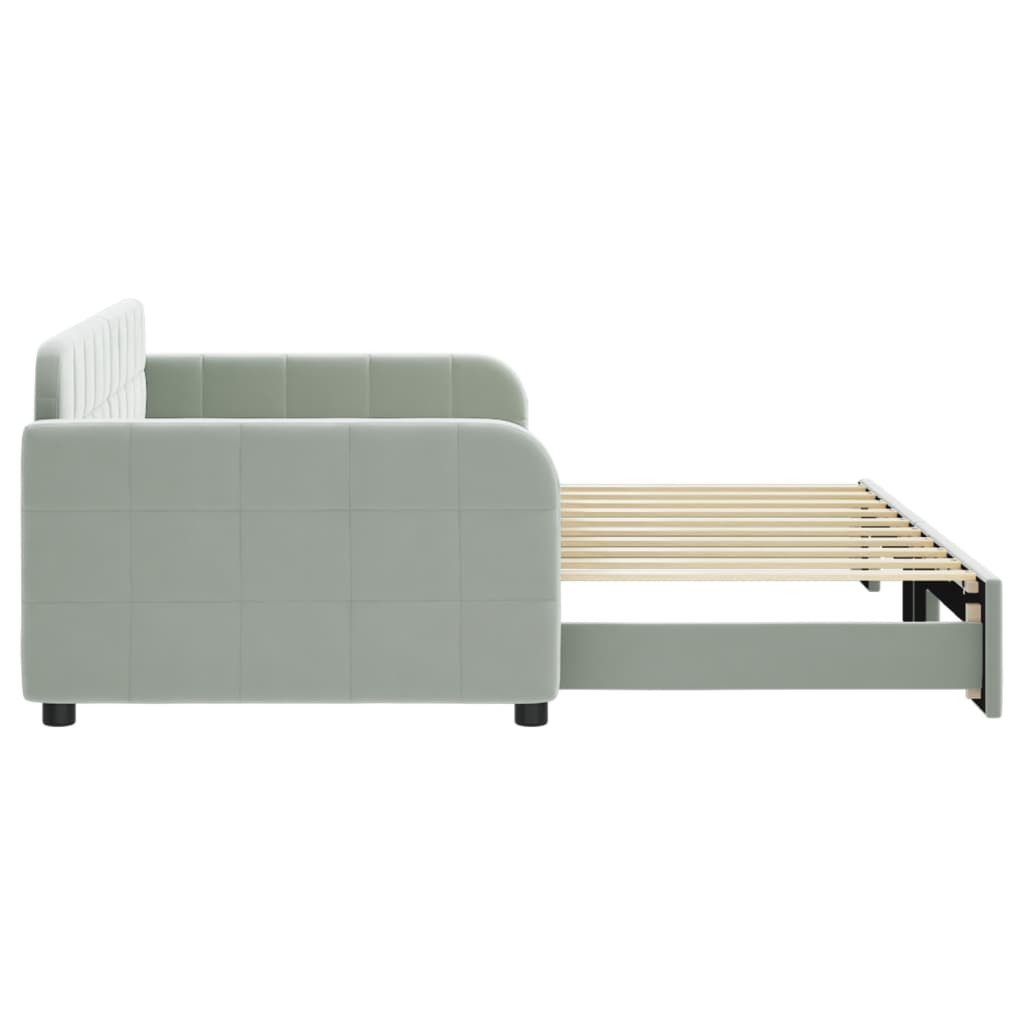 Daybed with Trundle without Mattress Light Grey 90x190 cm