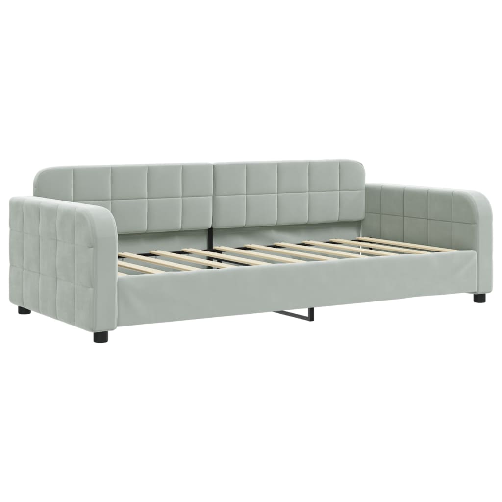 Daybed with Trundle without Mattress Light Grey 90x190 cm