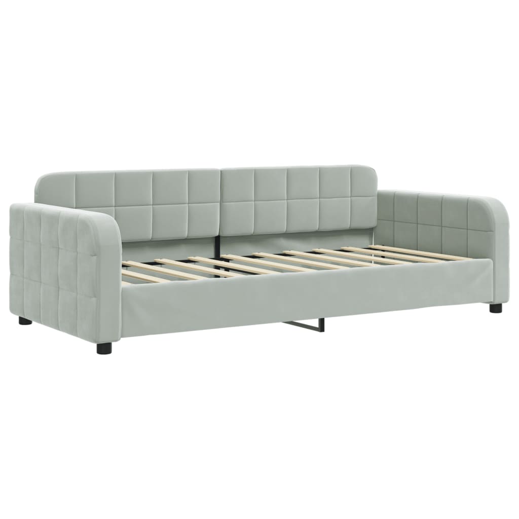 Daybed with Trundle&Drawers without Mattress Light Grey 90x190 cm