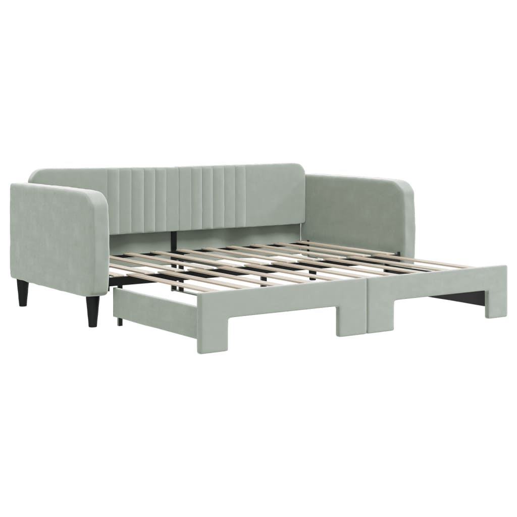 Daybed with Trundle without Mattress Light Grey 90x190 cm