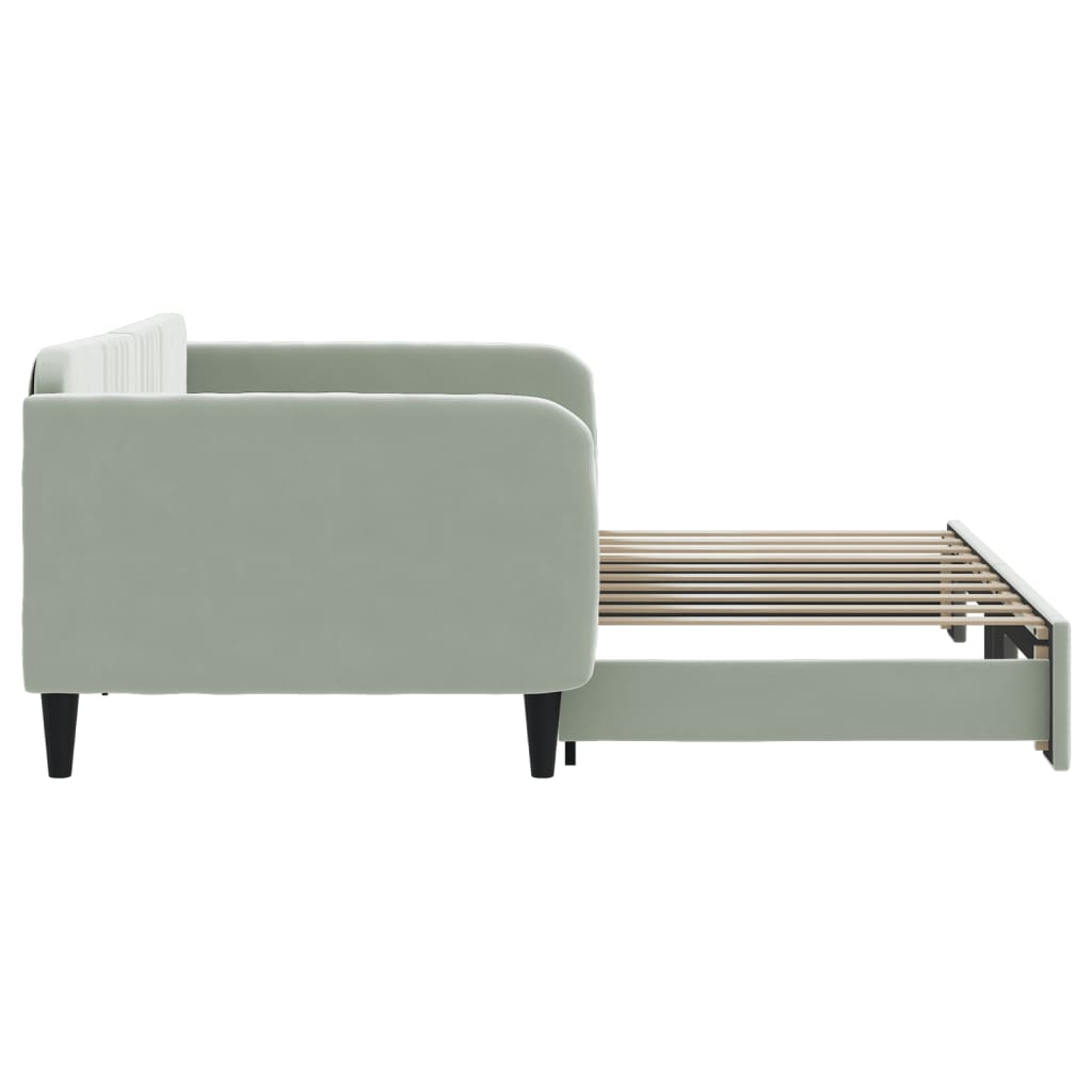 Daybed with Trundle without Mattress Light Grey 90x190 cm
