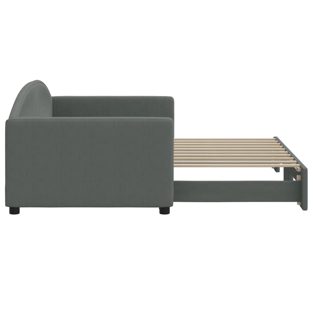 Daybed with Trundle without Mattress Dark Grey 90x190 cm