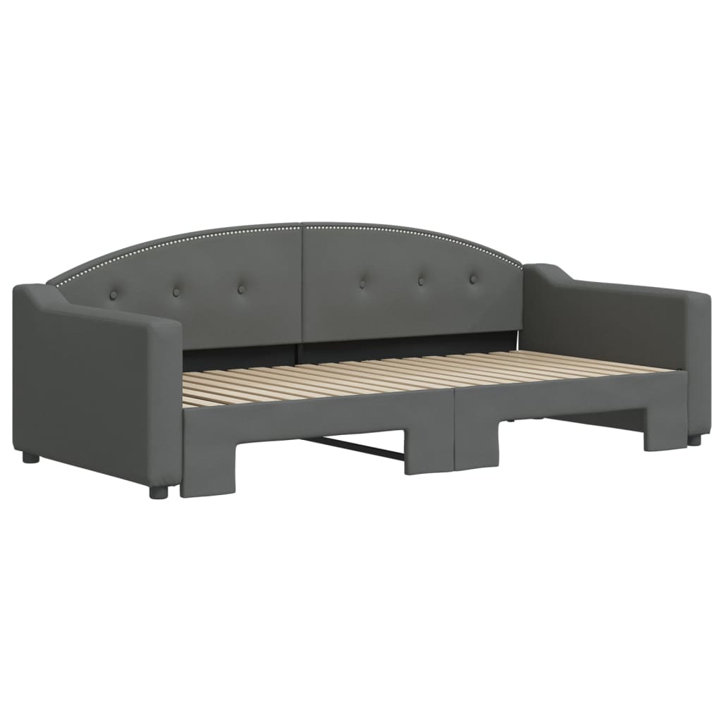 Daybed with Trundle without Mattress Dark Grey 90x190 cm
