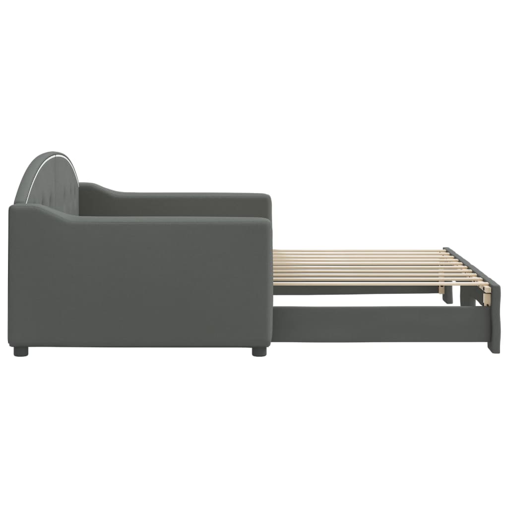 Daybed with Trundle without Mattress Dark Grey 90x190 cm