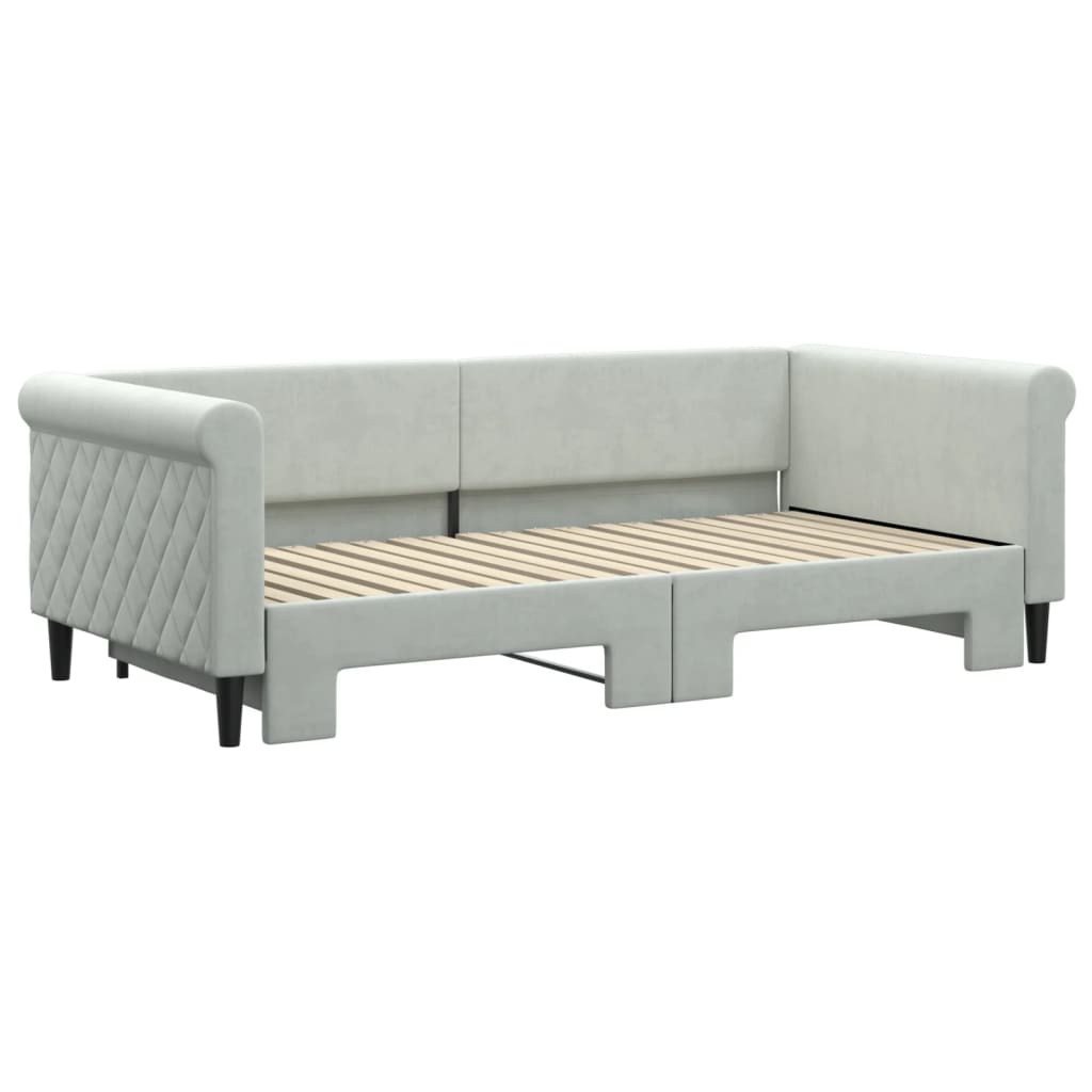 Daybed with Trundle without Mattress Light Grey 90x190 cm