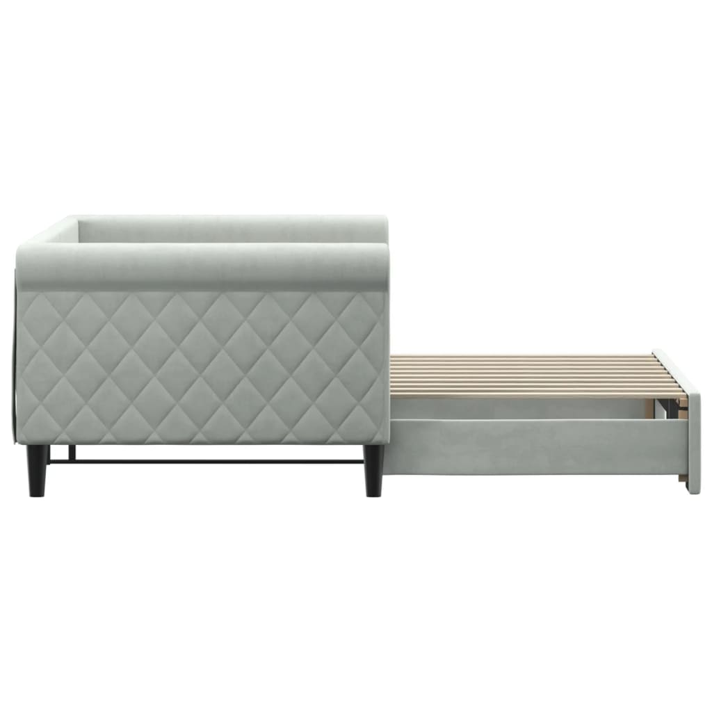 Daybed with Trundle without Mattress Light Grey 90x190 cm