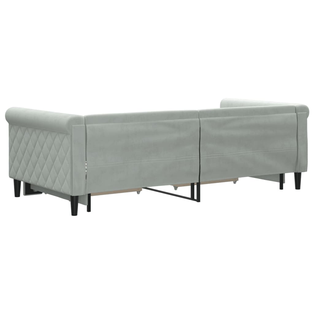 Daybed with Trundle&Drawers without Mattress Light Grey 90x190 cm