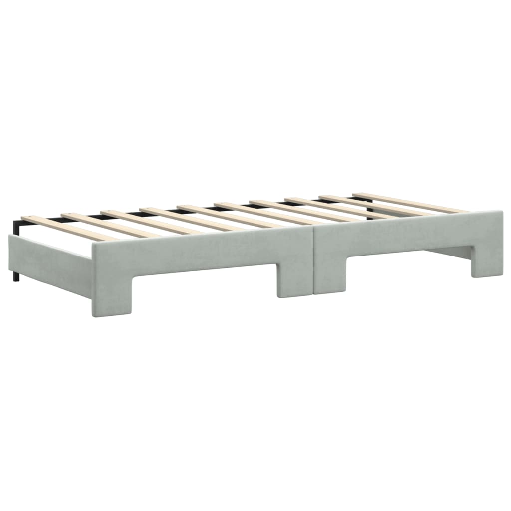 Daybed with Trundle&Drawers without Mattress Light Grey 90x190 cm