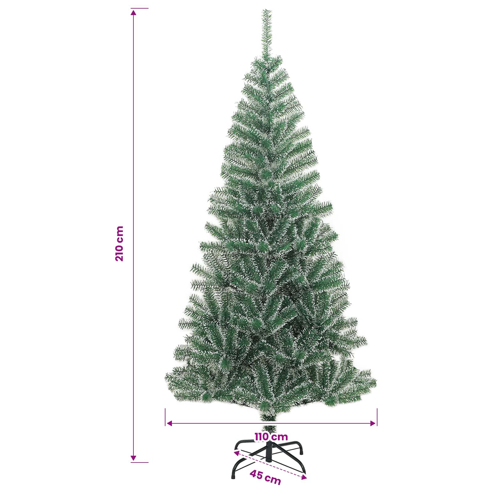 Artificial Christmas Tree with Flocked Snow Green 210 cm