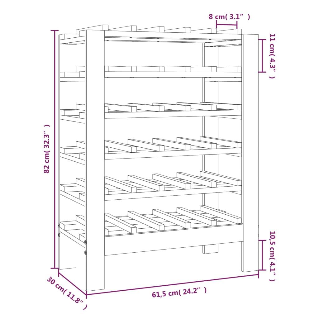 Wine Rack 61.5x30x82 cm Solid Wood Pine