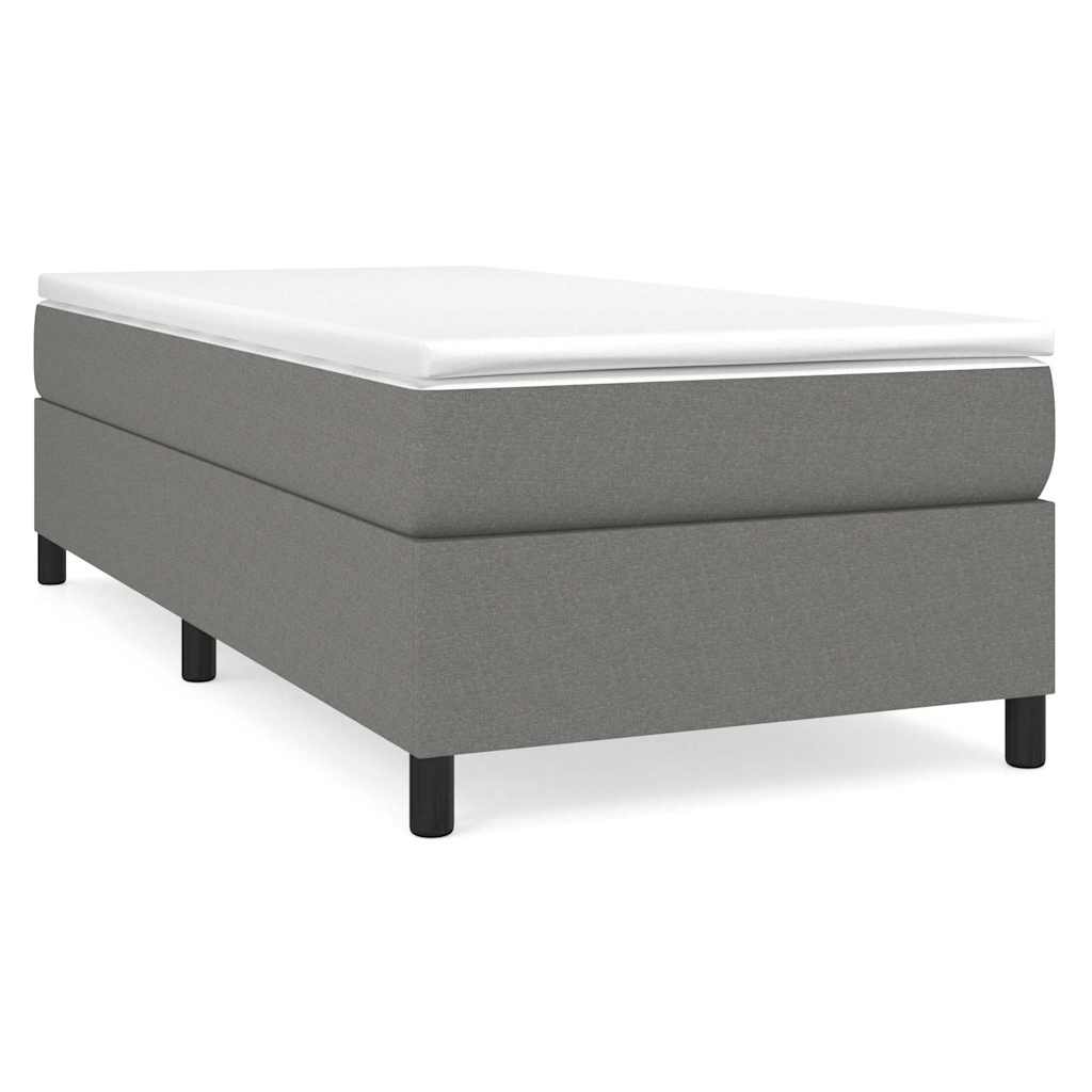 Box Spring Bed with Mattress Dark Grey 107x203 cm King Single Fabric