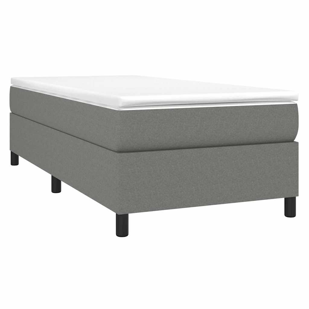 Box Spring Bed with Mattress Dark Grey 107x203 cm King Single Fabric