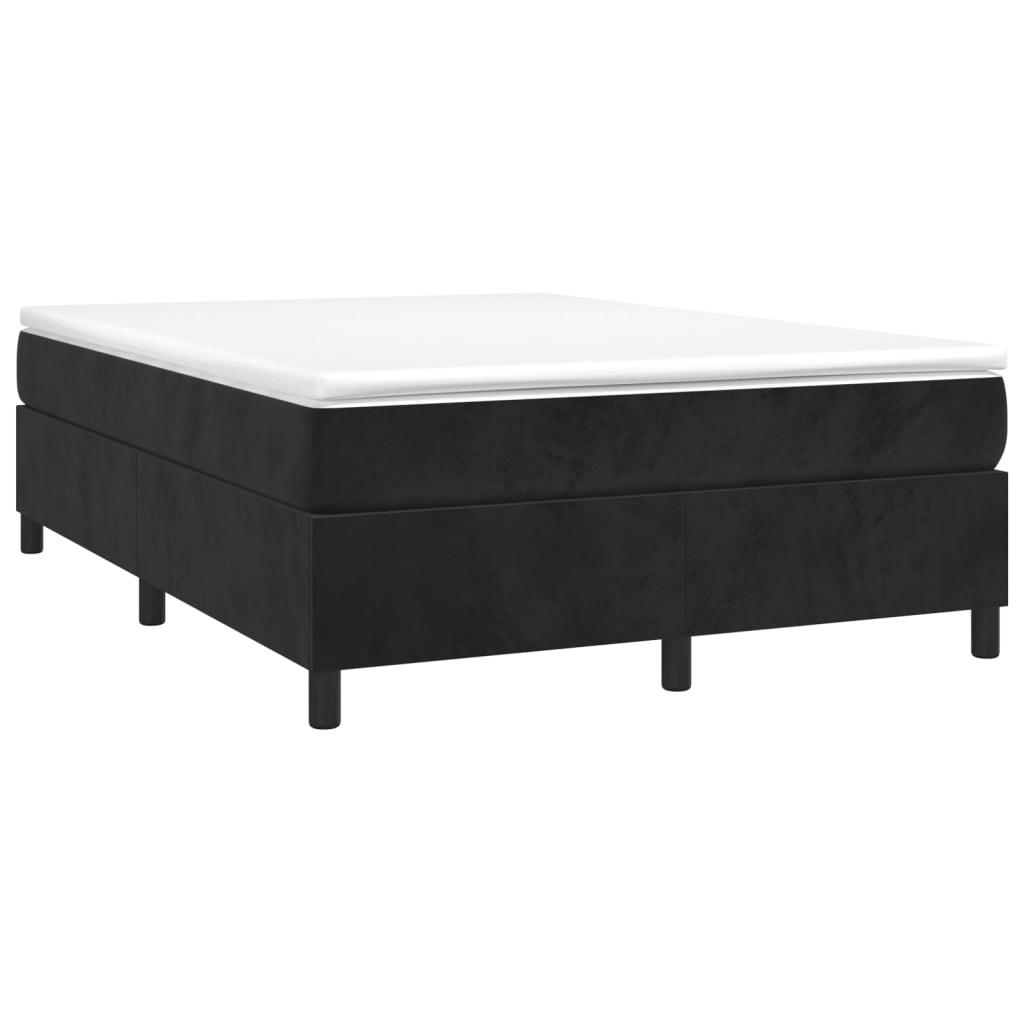 Box Spring Bed with Mattress Black 137x190 cm Full Velvet