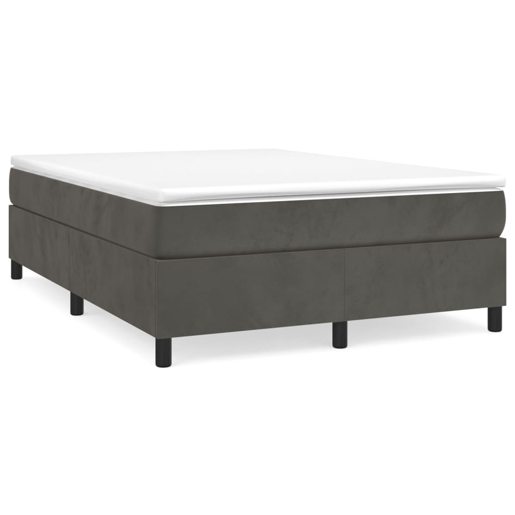 Box Spring Bed with Mattress Dark Grey 153x203 cm Queen Size Velvet