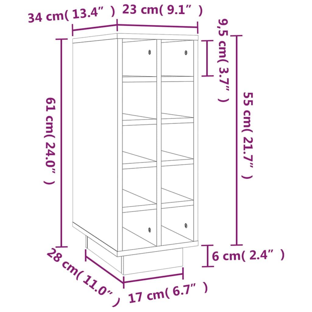 Wine Cabinet 23x34x61 cm Solid Wood Pine