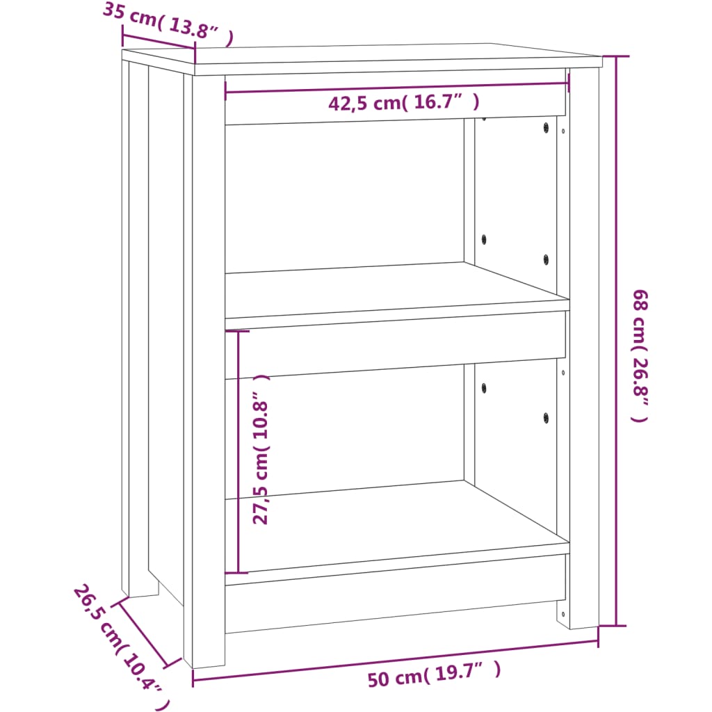 Book Cabinet 50x35x68 cm Solid Wood Pine