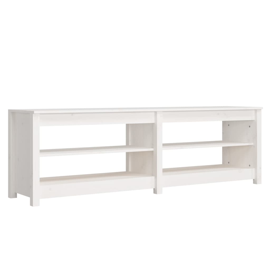 Shoe Bench White 160x36.5x50 cm Solid Wood Pine