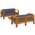 3 Piece Garden Lounge Set with Dark Grey Cushions Solid Wood