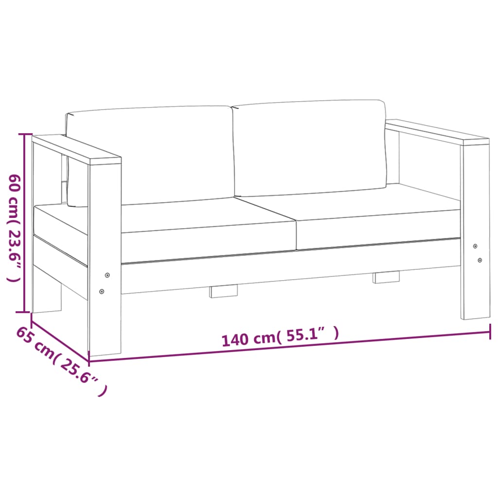 5 Piece Garden Lounge Set with Dark Grey Cushions Solid Wood