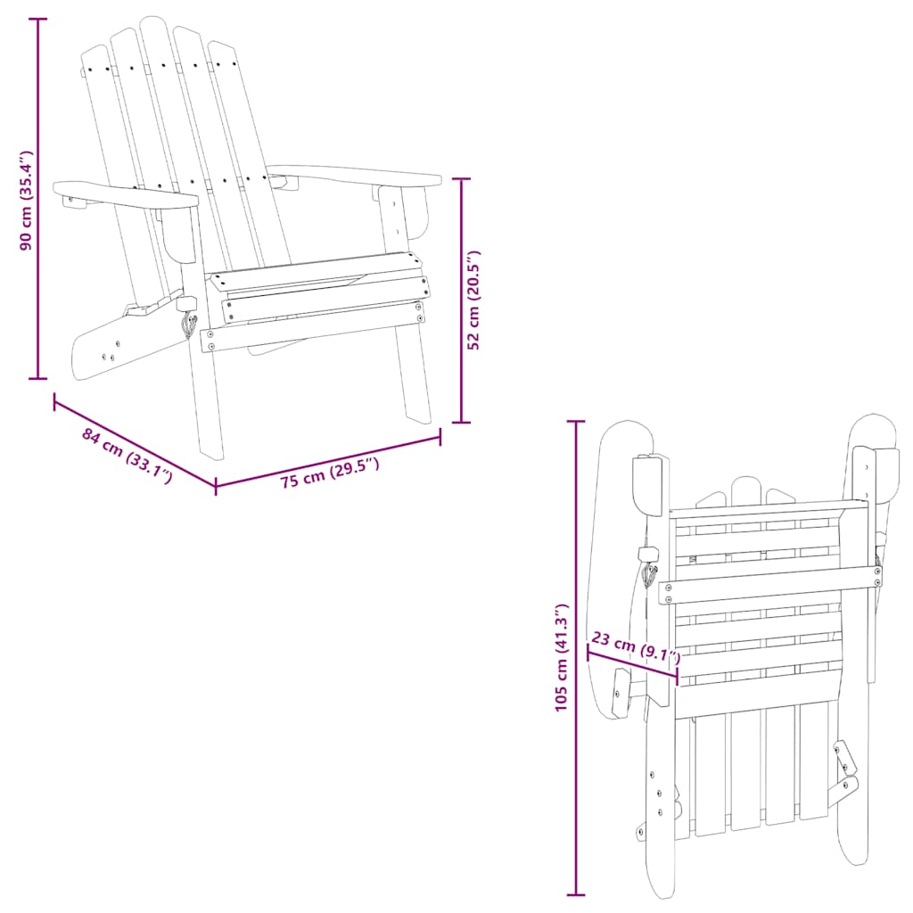 Garden Adirondack Chairs 2 pcs Solid Wood Acacia