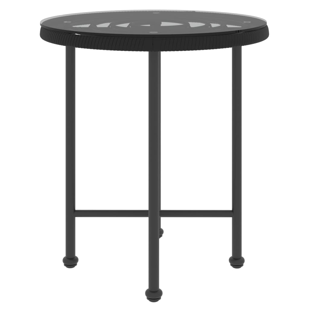Dining Table Black Ø50 cm Tempered Glass and Steel
