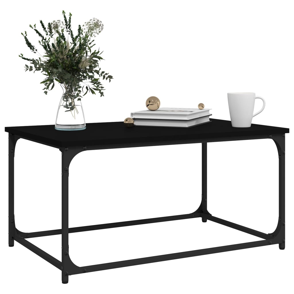 Coffee Table Black 80x50x40 cm Engineered Wood and Iron