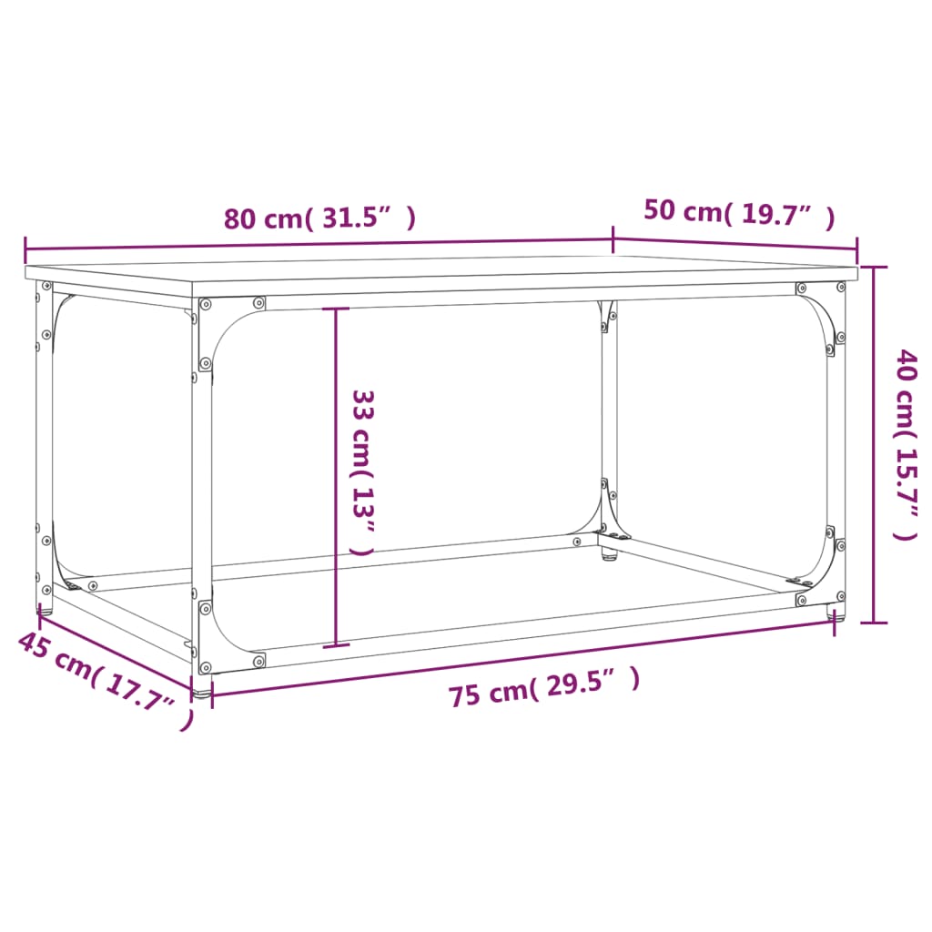 Coffee Table Black 80x50x40 cm Engineered Wood and Iron